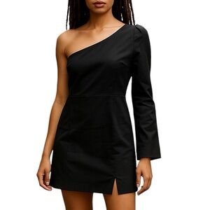 Lulus One Shoulder Long Sleeve Mini Dress Black Size Small